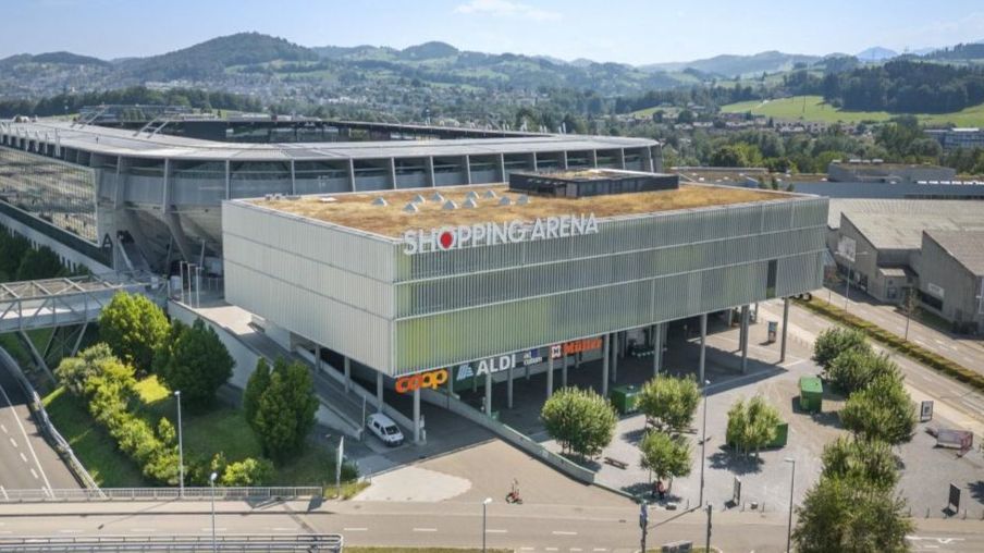 Shopping Arena St. Gallen - SNBS Bestand und Betrieb Shopping Arena St. Gallen - Luftaufnahme - SNBS Bestand und Betrieb